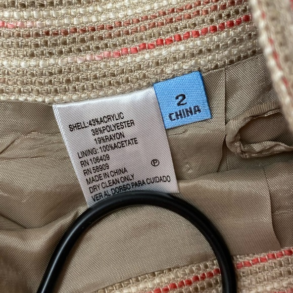 ANTONIO MELANI Beige & Coral Tweed Skirt Statement Fan Back | Size 2 - Picture 9 of 12